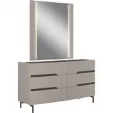 Lyon Dresser & Mirror with LED Set in Taupe & Flannel Gray Finish
